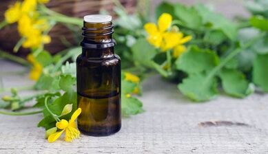 Celandin -Saft zur Behandlung von Nagelpilz